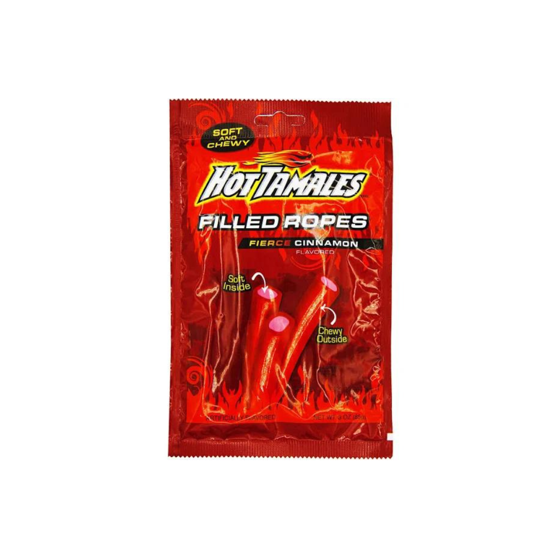 HOT TAMALES FILLED LICORICE ROPES 85G