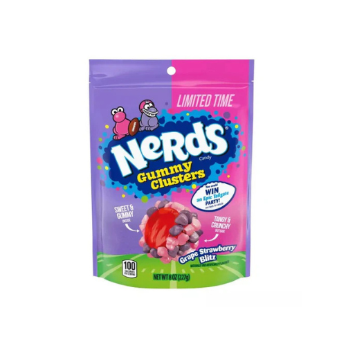 NERDS GUMMY CLUSTERS FOOTBALL GRAPE STRAWBERRY 227G