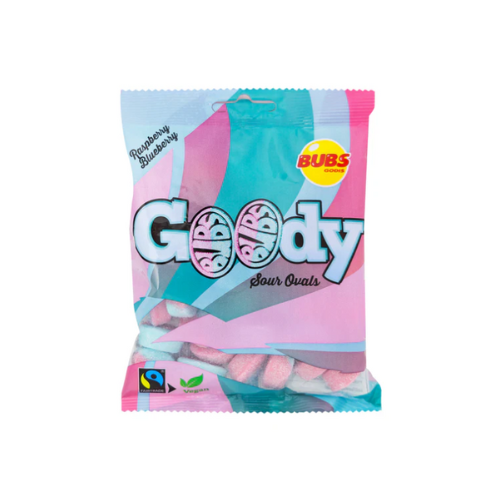 BUBS RASPBERRY & BLUEBERRY SOUR OVALS 90G