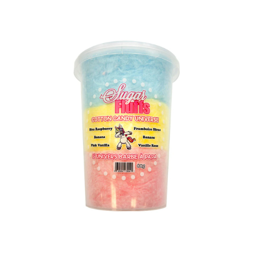 BARBE À PAPA VANILLE ROSE/BANANE/FRAMBOISE BLEUE